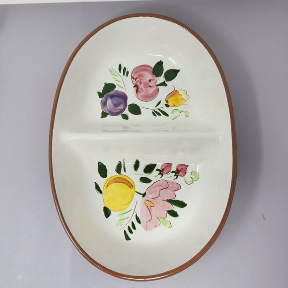 Oval Vintage Stangl Ceramic Divided Serving Dish‎ With Floral Design - Picture 6 of 13